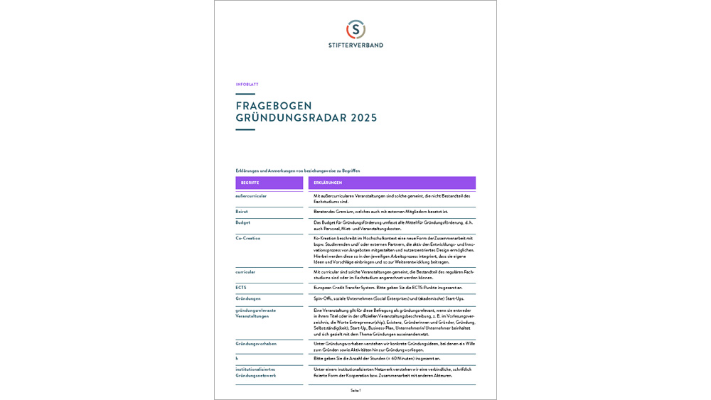 Infoblatt zum Fragebogen