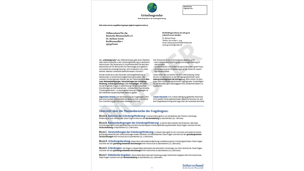 Gründungsradar 2012 (Musterfragebogen)